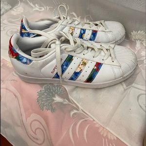 Adidas Superstar colorful sneakers.